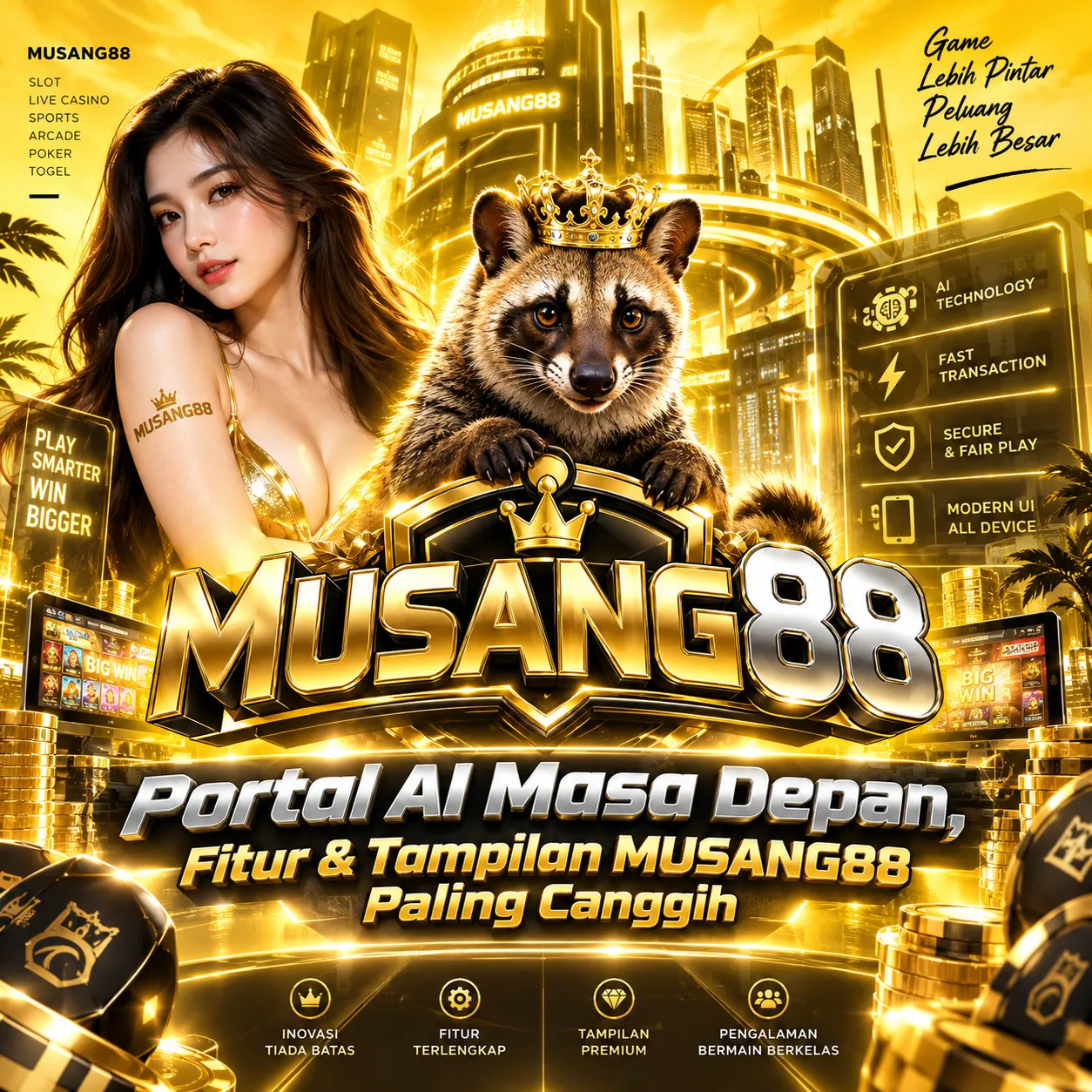Thumbnail 1 of 3, Poster, MUSANG88: Portal AI Masa Depan, Fitur & Tampilan MUSANG88 Paling Canggih designed and sold by MUSANG88.